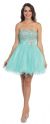 Strapless Rhinestones Bust Short Tulle Party Dress in Mint
